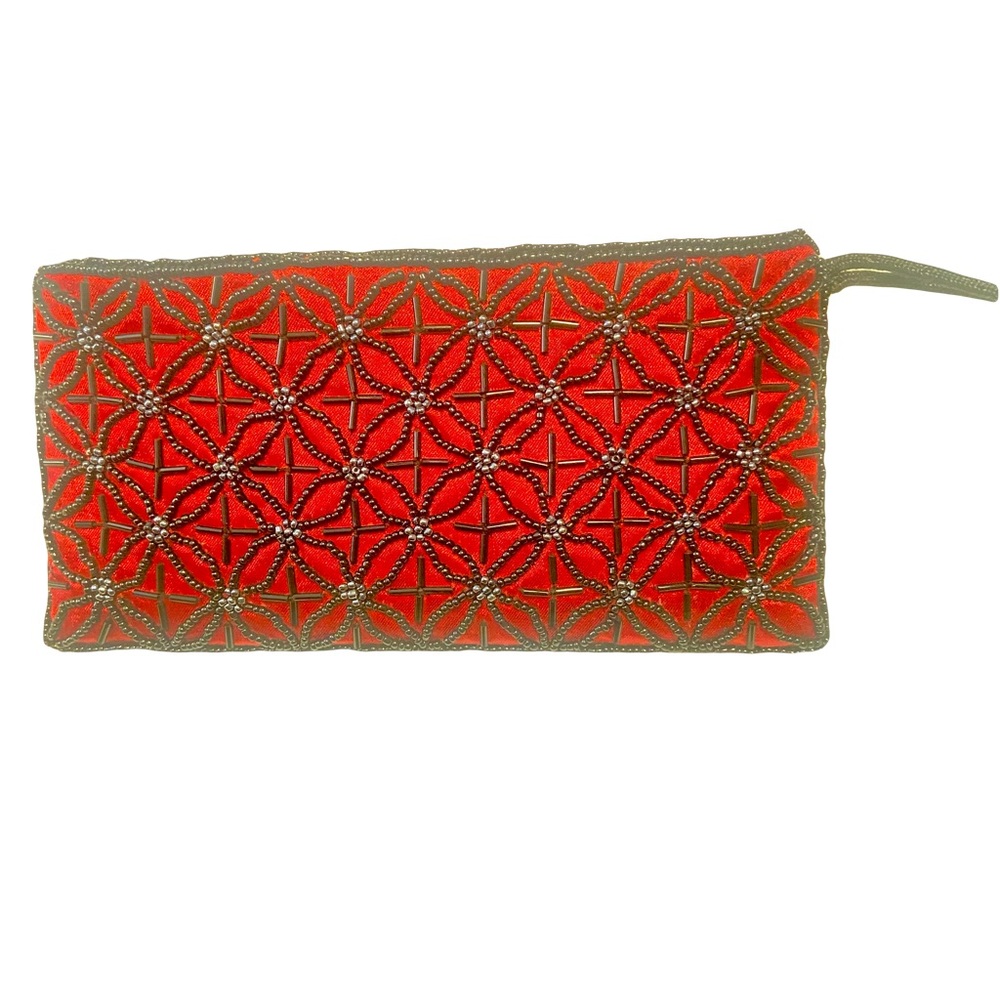 Hand Made Thailand Red Beaded Clutch